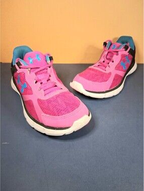 Under Armour Micro G Velocity Women's Size 8.5 Pink/Black/Blue Running Shoes